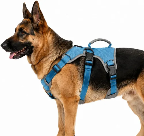 Vista 17 de Arnés de perro multiusos con soporte, arnés reflectante a prueba de escapes sin tirones ajustable con asa duradera, arnés para caminar para perros