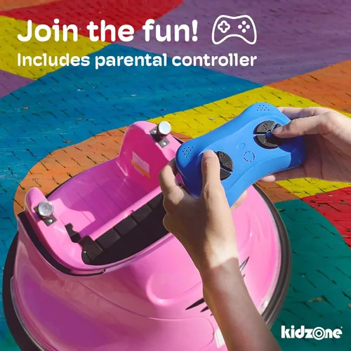 Vista 3 de Kidzone 360 Spin Race auto chocador recargable con control remoto, para montar, fácil y divertido, con certificación ASTM