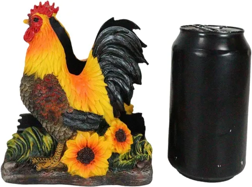 Vista 7 de Ebros Gift Farm Morning Crow Rooster - Servilletero para cena, 6 pulgadas de alto, mesa occidental rústica, centro de mesa decorativa de pollos