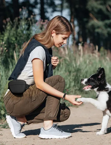 Vista 3 de Bolsa de golosinas para perros heouvo con clicker de entrenamiento, cierre magnético mejorado para evitar derrames, bolsa de golosinas de silicona