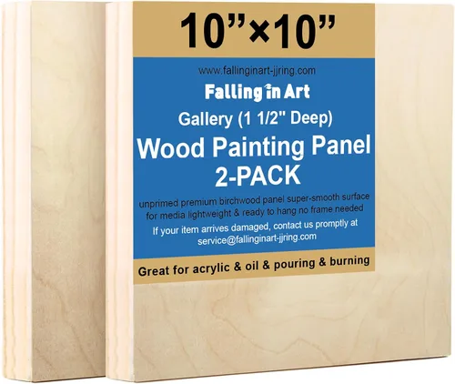 Vista 14 de Falling in Art Paquete de 2 paneles de lienzo de madera sin terminar, kit de paneles de madera de abedul de galería de 5 x 5, tablas de cuna de arte