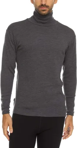 Vista 12 de 100% lana merino para hombre, cuello alto, capa base de manga larga de peso medio