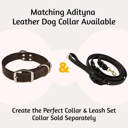 Vista 6 de ADITYNA - Correa de perro de cuero de doble asa de 6 pies - Correa trenzada resistente para perro con asa de tráfico para mastín, Saint-Bernard
