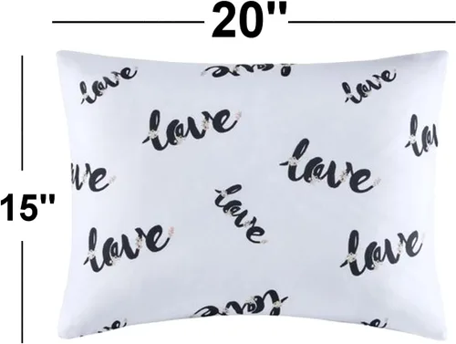 Vista 2 de 2 fundas de almohada de viaje para niños pequeños con estampado de amor, 15 x 20 pulgadas, con cierre de cremallera, funda de almohada rectangular