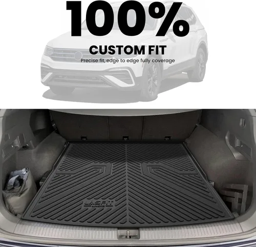 Vista 3 de LASFIT - Tapete de carga 3D para maletero de Volkswagen VW2018-2024 (ajuste 5 asientos), protección para todo tipo de clima, tapete de TPE de alta