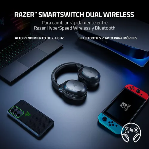 Vista 2 de Razer Barracuda X Auriculares inalámbricos para juegos y móviles (PC, PlayStation, Switch 2, Android, iOS): 2.4 GHz inalámbrico + Bluetooth - Ligero