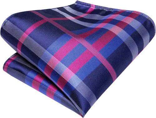 Vista 95 de Hi-Tie Corbata clásica de cachemira para hombre con pañuelo y gemelos a cuadros