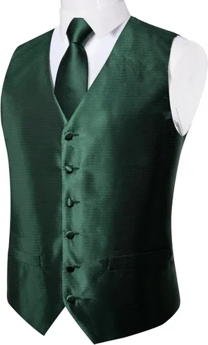 Vista 6 de DiBanGu Conjunto de chaleco y corbata de cachemira para hombre, 6 piezas de chaleco formal con pajarita preatada para esmoquin