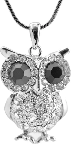 Vista 2 de Collar de búho de ojo negro curioso de cristal