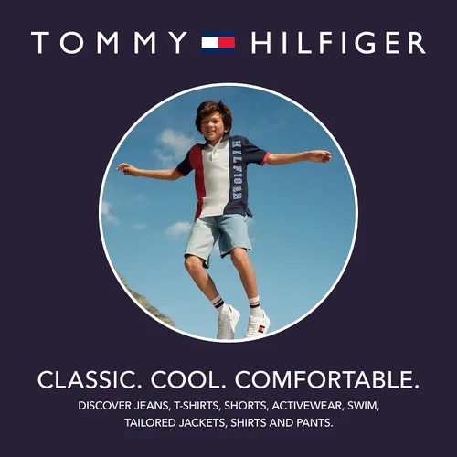 Vista 3 de Tommy Hilfiger Boys' Short Sleeve Fashion Polo Shirt, Button Closure, Soft & Comfortable