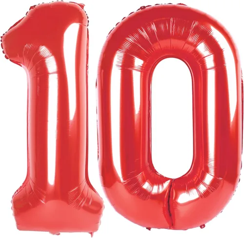 Vista 160 de Globos con números de 40 pulgadas, color negro, para decoraciones de cumpleaños de 10 a 100 años Jumbo 40In & Vibrant Color, With Hanging Holes