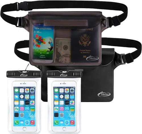 Vista 11 de AiRunTech Riñonera impermeable, bolsa impermeable para iPhone 16 15 14 13 12 11 Pro Max, bolsa seca IPX8 para esnórquel, playa, crucero, kayak 2
