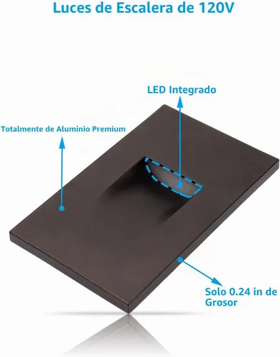 Vista 8 de LEONLITE - Luces LED para escalones de 3CCT 120V, 3.5W 110LM regulables del 5% al 100%, impermeables para interiores y exteriores, verticales, luz