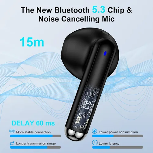 Vista 7 de Auriculares Bluetooth inalámbricos para Samsung Galaxy A17 A16 A36 5G S25 Ultra Z Fold 7 6 Flip 7 FE A26 A56 S24, 48H V5.3 Auriculares Bluetooth