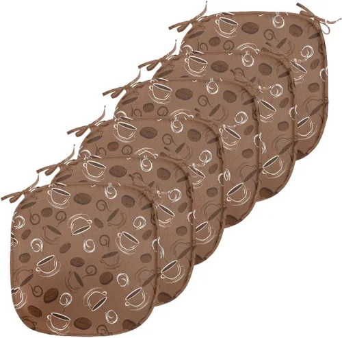 Vista 171 de Lunarable Cojín de asiento para silla de café, siluetas de taza de café expreso con frijoles fuente de cafeína, ilustración de bebidas gourmet