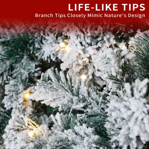 Vista 10 de Árbol de Navidad de 5 pies con luz, árbol de Navidad artificial de nieve