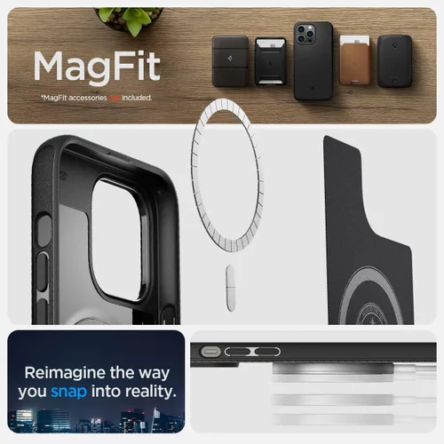 Vista 6 de Spigen Mag Armor MagFit - Funda diseñada para iPhone 14 Pro Max (2022) [protección de grado militar] compatible con MagSafe - negro mate