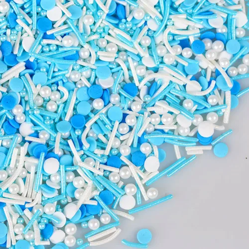 Vista 28 de Gránulos comestibles de Nonpareils azules y blancos de 2mm, mini perlas para decorar pasteles, caramelos de azúcar, galletas, magdalenas