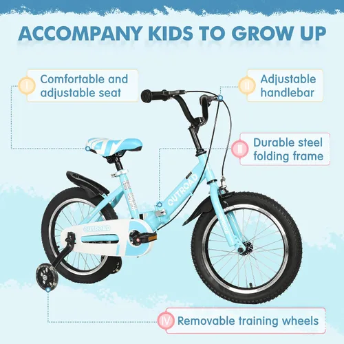 Vista 7 de SUNCROWN Kids Bike, 14 16 18 Inch Children Bicycle, Foldable Toddler Bike for Boys & Girls Age 3-10 Years with Flash Lighting Training Wheel