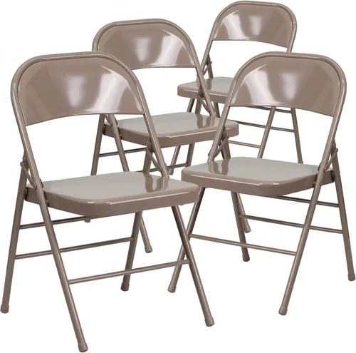 Vista 11 de Flash Furniture Serie Hércules Silla plegable de metal de triple soporte y doble bisagra - beige
