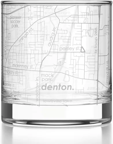 Vista 29 de Well Told Vaso de rocas grabado con mapa de Akron, Ohio, cristalería estilo antiguo (325ml, transparente) Vaso de bourbon grabado, regalos