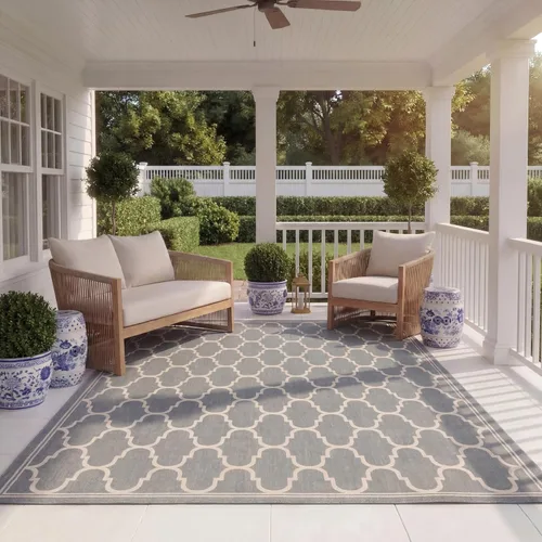Vista 7 de SAFAVIEH Courtyard Collection - Alfombra decorativa de 4 x 5 pies 7 pulgadas, amarillo y beige, no desprende pelusa y de fácil cuidado