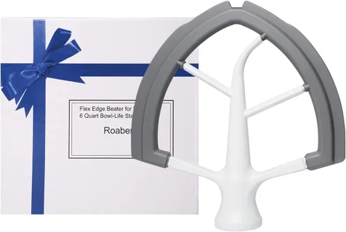 Vista 5 de Roabertic Batidor de borde flexible para batidora KitchenAid con soporte elevador de tazón, pala batidora plana de 6 cuartos de galón con bordes