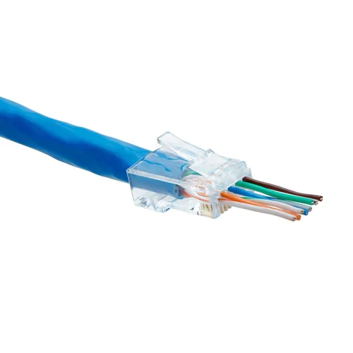 Vista 10 de trueCABLE Cat5e RJ45 conectores de paso a través de enchufe modular sin blindaje (UTP), certificación UL, extremo de crimpado EZ, chapado en oro, 3