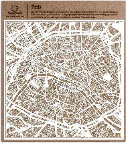 Vista 150 de O3 Design Studio Aberdeen - Mapa de papel cortado en papel blanco de 12 x 12 pulgadas