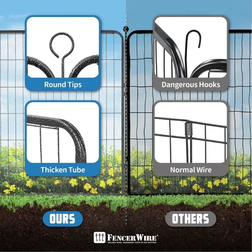 Vista 4 de Fencer Wire Valla decorativa de alambre, decoración de paneles, hierro resistente para paisaje, patio, cama de flores, sección de borde de barrera