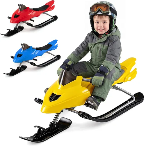 Vista 10 de Goplus Trineo Snow Racer con frenos, mango de dirección, cuerdas de Azul
