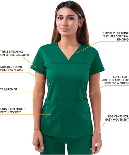 Vista 3 de Adar Pro - Ropa quirúrgica para mujer, camisa con cuello en V