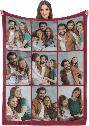 Vista 9 de Youltar Manta personalizada con fotos/texto, manta personalizada con fotos para familiares y amigos, Navidad, Halloween, cumpleaños, boda, regalos