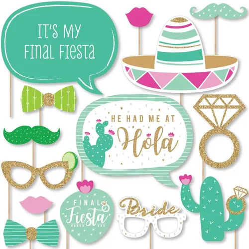 Vista 9 de Big Dot of Happiness Accesorios botánicos bohemios para fotos de despedida de soltera, accesorios de fotografía de fiesta de boda, recortes