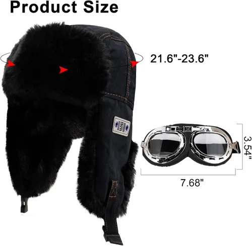 Vista 7 de Peicees Sombrero de aviador con gafas, disfraz para adultos y niños, sombrero de piloto vintage para hombres y mujeres, sombrero de trampero
