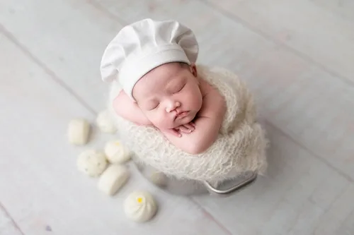 Vista 7 de Vemonllas Accesorios de fotografía para recién nacidos gorro de chef accesorios de fotos para bebé capó suave sesión de fotos para recién nacidos