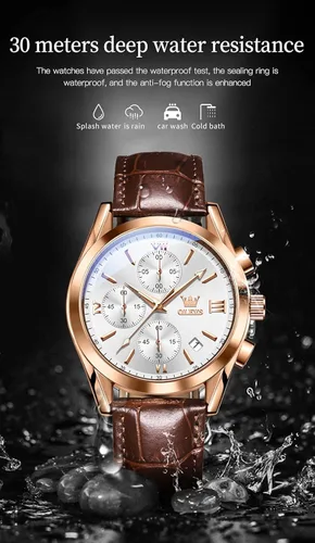 Vista 4 de OLEVS Relojes para hombre, cronógrafo, de moda, casual, analógico, de cuarzo, impermeable, relojes de pulsera luminosos de vestir con correa
