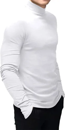Vista 2 de Camiseta de manga corta para hombre, básica, cuello alto, ajustada, sin botones, térmica, sólida