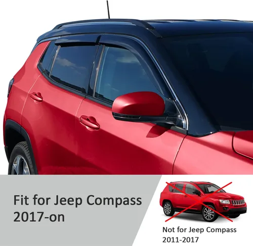 Vista 5 de Voron Glass Protectores de lluvia extra duraderos con cinta adhesiva para Jeep Compass 2017-2025, deflectores de ventana, viseras de ventana