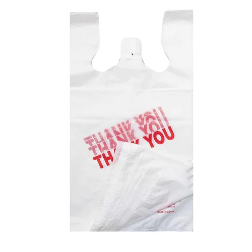 Vista 6 de HY Platree - Bolsas grandes para camisetas blancas, 12 x 7 x 22 pulgadas, 400 unidades, 17 micrófonos, lisas con asas, hechas en Corea