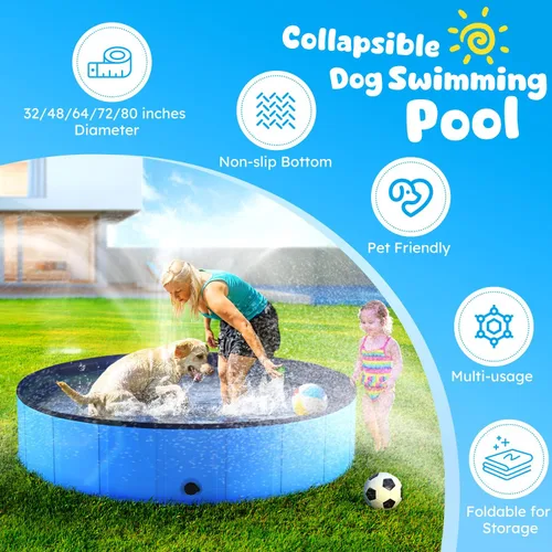 Vista 2 de Niubya Piscina plegable para perros, piscina plegable de plástico