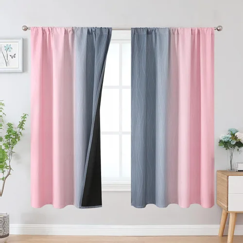 Vista 93 de Estelar Textiler Cortinas oscurecedoras beige y blanco grisáceo de 45 pulgadas de largo, cortinas graduadas con bloqueo de luz para baño, cortinas