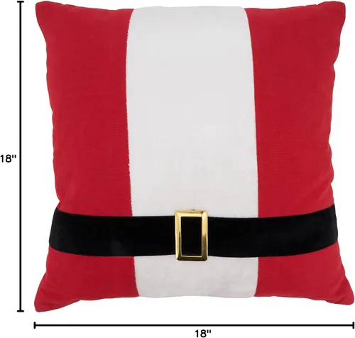 Vista 4 de SARO LIFESTYLE Kringle Collection - Almohada con cinturón de Papá Noel con relleno de poliéster, 18 pulgadas, color rojo
