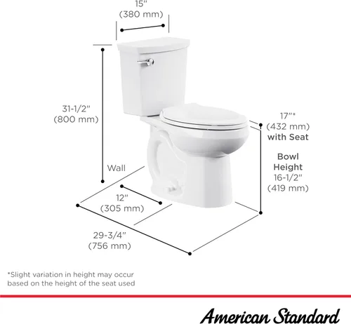 Vista 4 de American Standard 606AA002.020 H2Option - Inodoro de dos piezas con asiento de inodoro de cierre suave alargado y anillo de cera, parte delantera