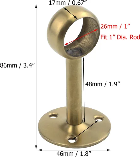 Vista 4 de Coshar Soporte de barra de cortina de ducha de acero inoxidable resistente de 1 pulgada (0.984 in) de diámetro. Soporte montado en techo y pared