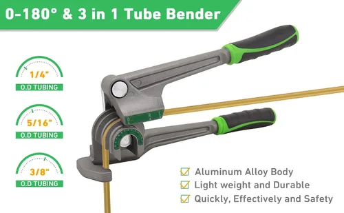 Vista 4 de Dobladora de tubos de 1/4 ", 5/16", 3/8" (6/8/0.394 in) O.D. Dobladora de tubos 3 en 1 Dobladora de tubos de aluminio y cobre HVAC de 180 °