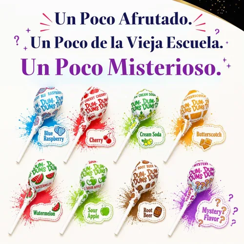 Vista 2 de DUM DUMS Paletas de 1 libra – Caramelos duros Suckers, sin gluten, envueltos individualmente (62 piezas)