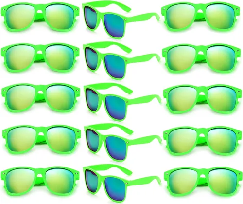 Vista 15 de Gafas de sol clásicas para hombre, paquete de 15 unidades, espejo colorido Negro Espejo