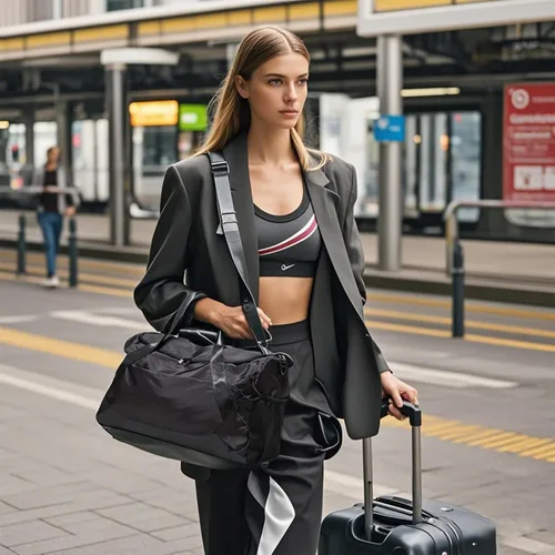 Vista 2 de Bolsa de gimnasio para mujeres y hombres, bolsa de lona para viajes con compartimento para zapatos y bolsillo húmedo, bolsa pequeña de mano