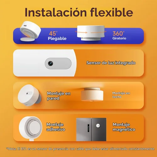 Vista 8 de Sensor de Presencia Humana ES1, Sensor de Movimiento Inteligente con Radar mmWave de 24G, Sensor de Ocupación Requiere Hub Zigbee Tuya